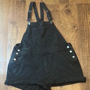 Black Women's Denim Overall Shorts